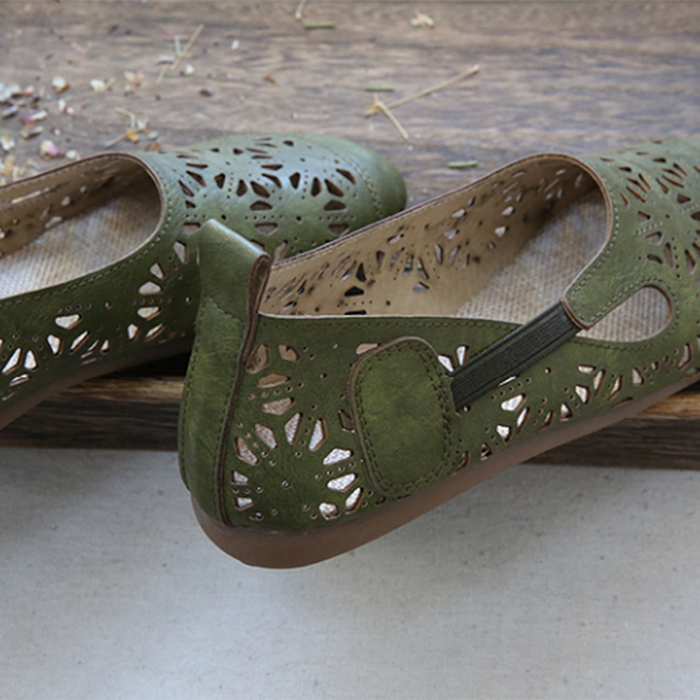 Comfortable Retro Hollow Round Toe Summer Flats March New 2020 61.00