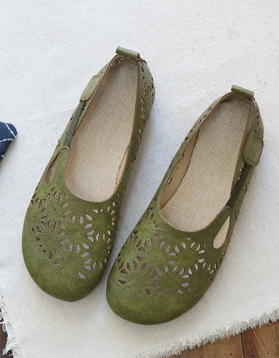 Comfortable Retro Hollow Round Toe Summer Flats March New 2020 61.00