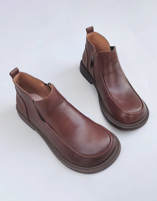 WideHeadRetroLeatherSpringBootsforMen