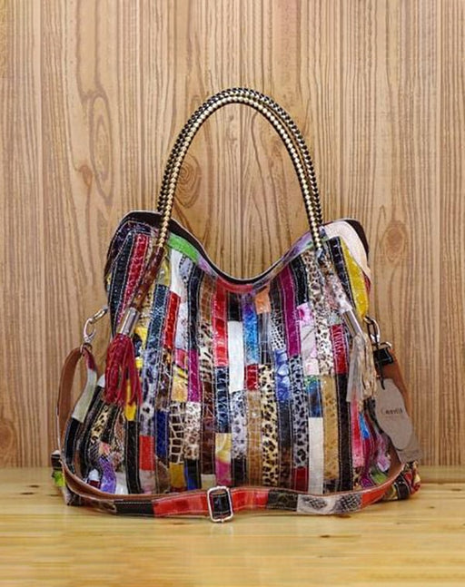Stripes Snake Patent Tassel Colorful Handbag Accessories 95.00