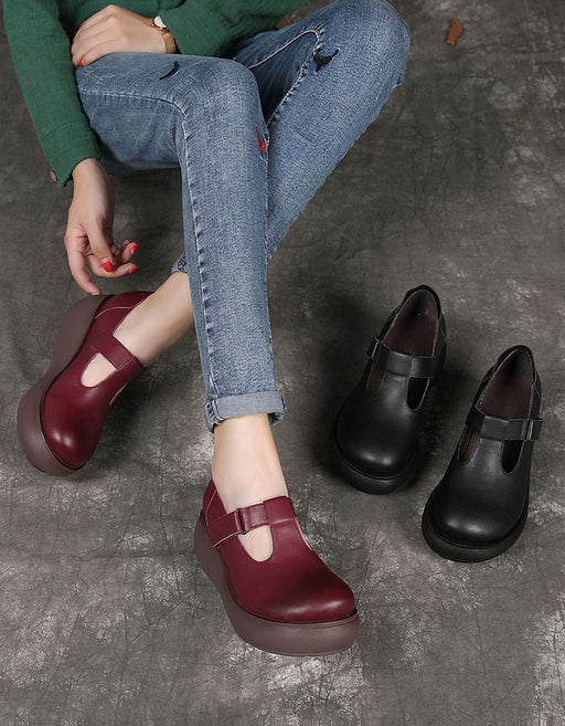 Summer Handmade Retro T-strap Wedge Sandals Jan New 2020 90.70