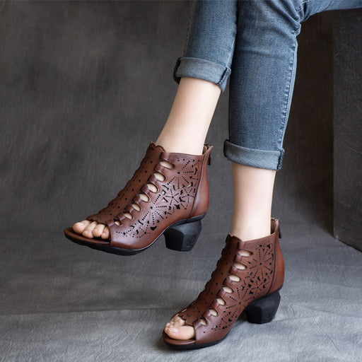 Handmade Retro Leather Summer Chunky Heels April Trend 2020 97.00