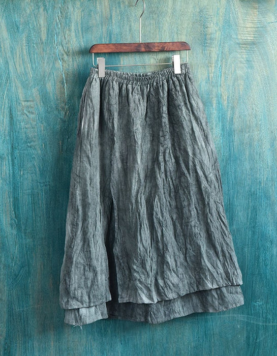 Women's Slit Double Layer Retro Linen Skirt New arrivals Women's Clothing 54.20