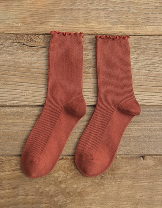 4 Pairs Sold Color Women's Tube Cotton Socks Accessories 28.50