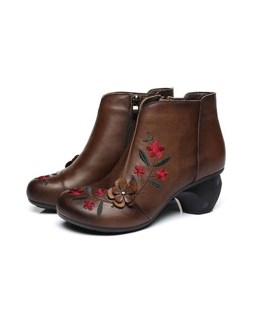 Winter Autumn Embroidered Retro Chunky Boots December New 2019 78.70