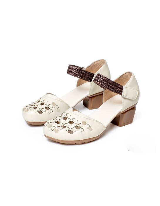 Spring Retro Leather Handmade Woven Chunky Sandals June New 2020 88.80