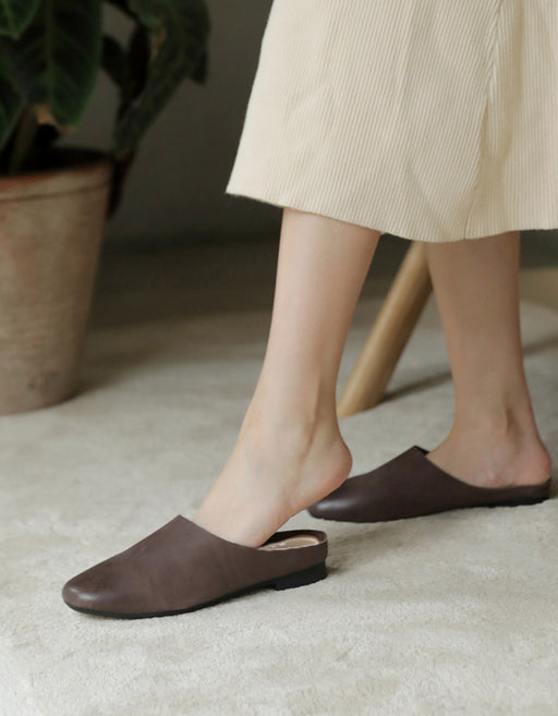 Retro Leather Round Toe Comfortable Slippers April Trend 2020 79.50