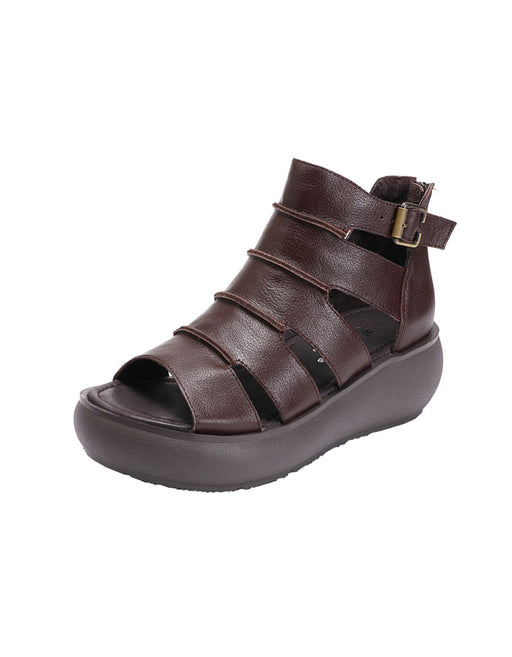 Women's Retro Leather Ankle Strap Sandals April Trend 2020 89.00