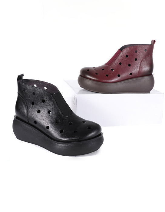 Handmade Retro Front Elastic Hollow Wedge Boots Aug Shoes Collection 2022 105.50