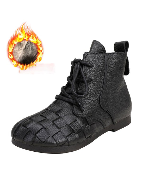 Autumn winter Handmade Retro Leather Woven Ankle Boots Oct New Trends 2020 84.20