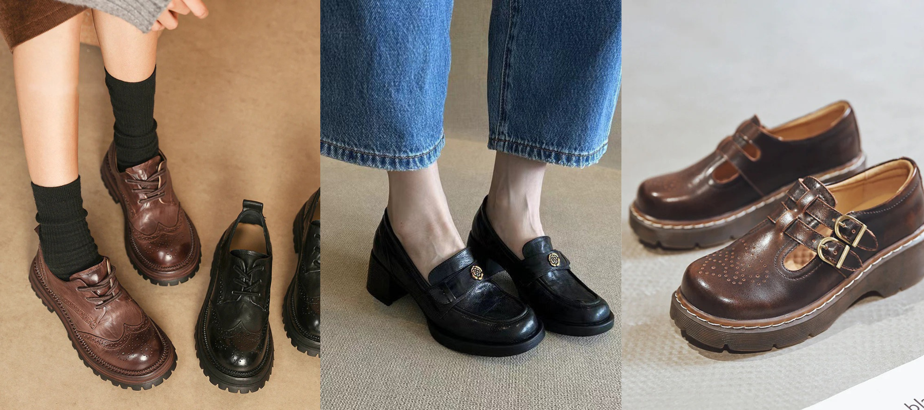 2026 shoe trends featuring loafers, Mary Janes, and chunky sneakers