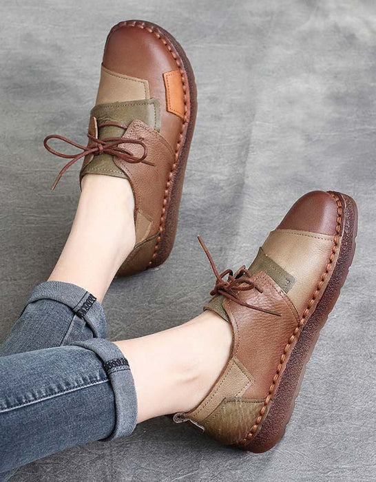 Comfortable Lace Up Handmade Retro Flat Shoes Jan New 2020 60.00