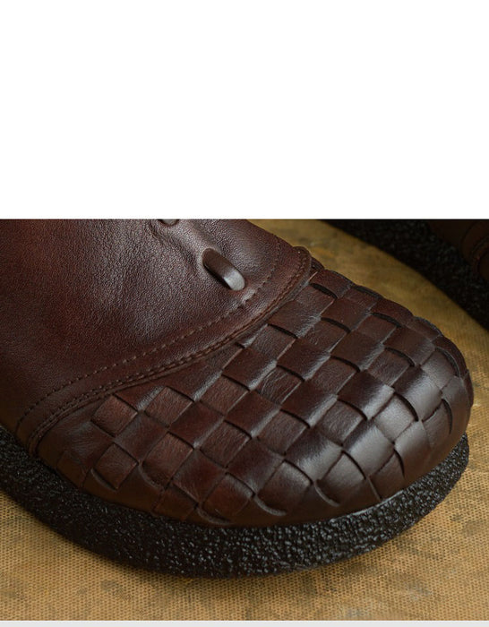 Chaussures rétro plates en cuir souple pour femmes