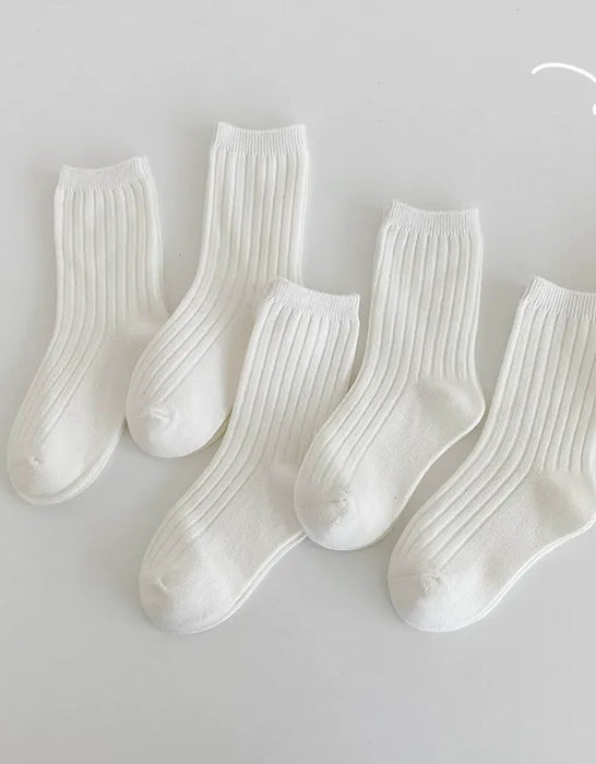 5 Pairs Double-needle Short Socks Breathable Cotton Children's Socks