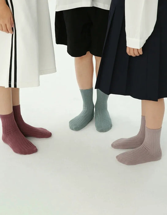 5 Pairs Double-needle Short Socks Breathable Cotton Children's Socks