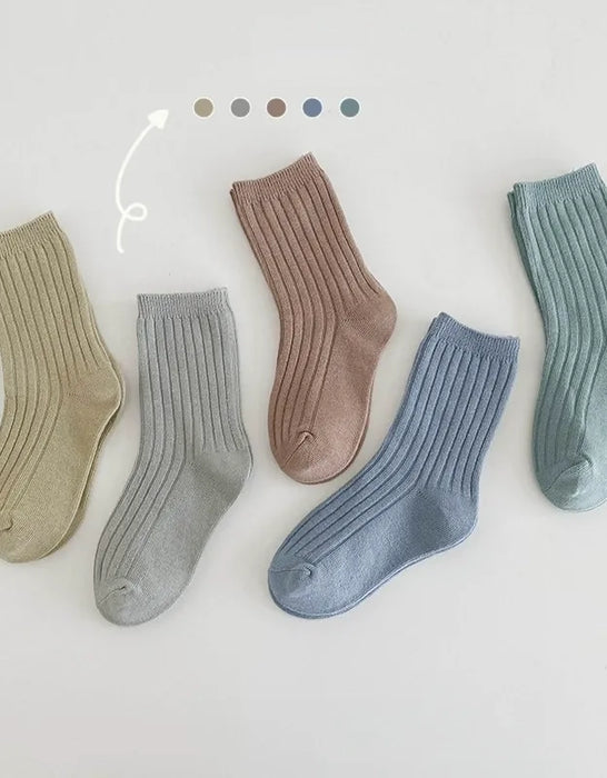 5 Pairs Double-needle Short Socks Breathable Cotton Children's Socks