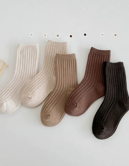 5 Pairs Double-needle Short Socks Breathable Cotton Children's Socks