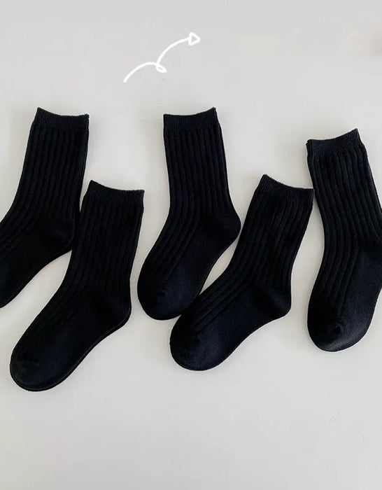 5 Pairs Double-needle Short Socks Breathable Cotton Children's Socks