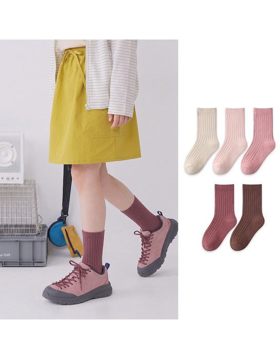 5 Pairs Double-needle Short Socks Breathable Cotton Children's Socks