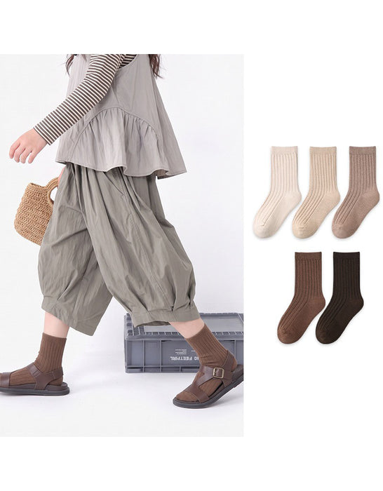 5 Pairs Double-needle Short Socks Breathable Cotton Children's Socks