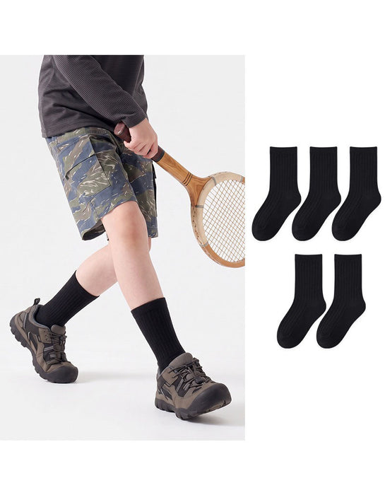 5 Pairs Double-needle Short Socks Breathable Cotton Children's Socks