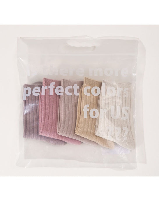5 Pairs Double-needle Short Socks Breathable Cotton Children's Socks