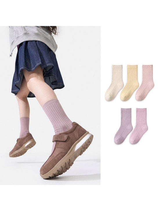 5 Pairs Double-needle Short Socks Breathable Cotton Children's Socks
