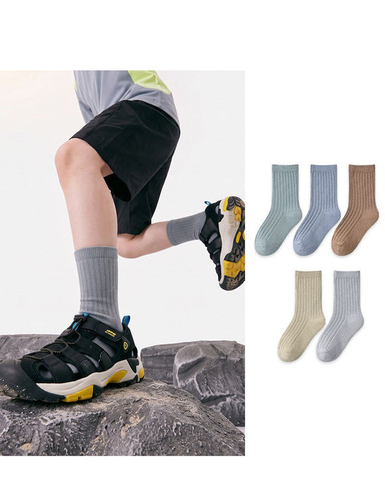 5 Pairs Double-needle Short Socks Breathable Cotton Children's Socks