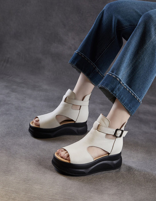 Ankle Buckle Summer Open Toe Platform Sandals Beige June Shoes Collection 2026 85.00