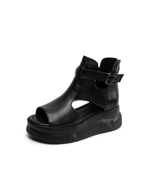 Ankle Buckle Summer Open Toe Platform Sandals Black June Shoes Collection 2026 85.00