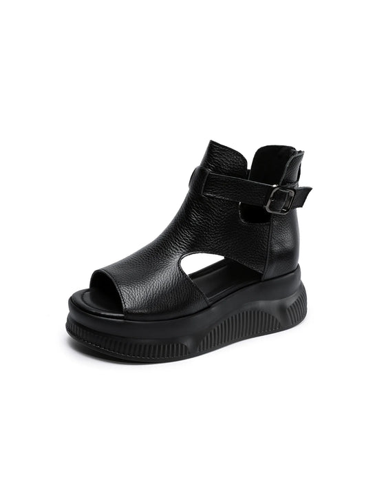 Ankle Buckle Summer Open Toe Platform Sandals Black June Shoes Collection 2026 85.00