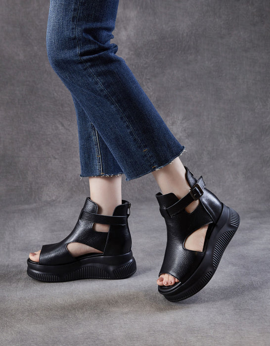 Ankle Buckle Summer Open Toe Platform Sandals Black June Shoes Collection 2026 85.00