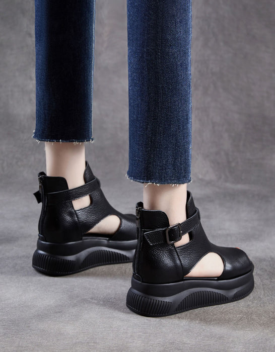 Ankle Buckle Summer Open Toe Platform Sandals Black June Shoes Collection 2026 85.00