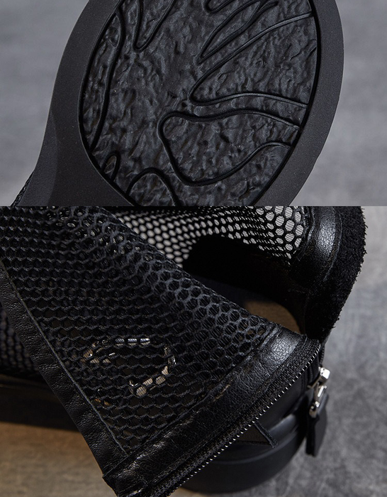 Ankle Leather Buckle Breathable Mesh Summer Boots Sandals