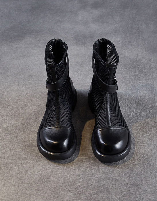 Ankle Leather Buckle Breathable Mesh Summer Boots Sandals