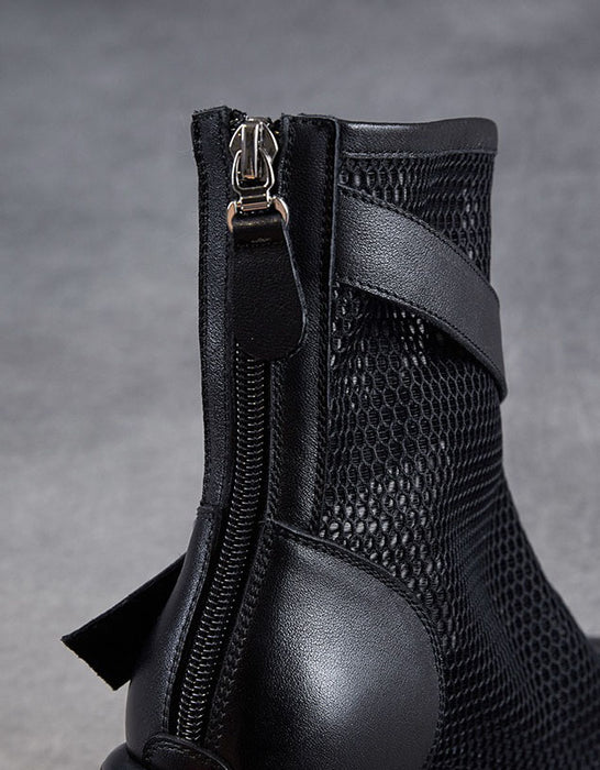 Ankle Leather Buckle Breathable Mesh Summer Boots Sandals