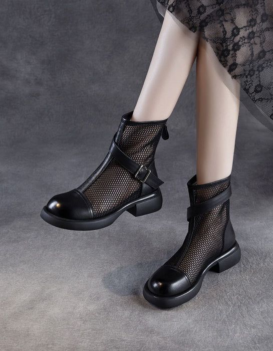 Ankle Leather Buckle Breathable Mesh Summer Boots Sandals