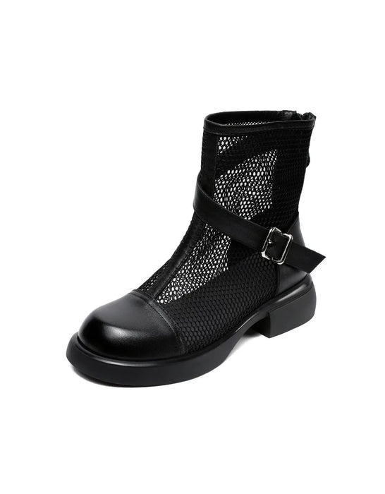 Ankle Leather Buckle Breathable Mesh Summer Boots Sandals