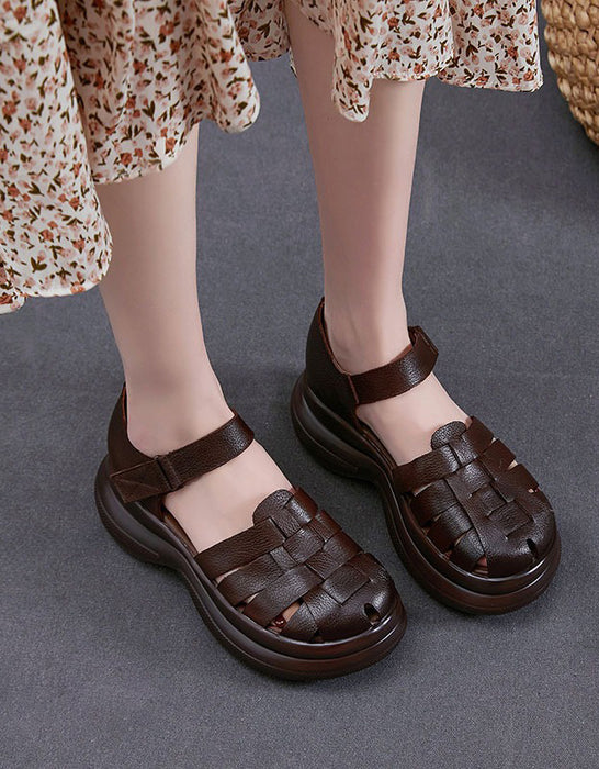 Sandales romaines compensées à imprimé floral d'été pour femmes