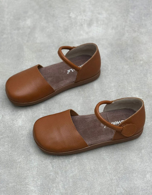 Ankle Strap Soft Sole Round Toe Flat Shoes Brown June Shoes Collection 2026 81.00