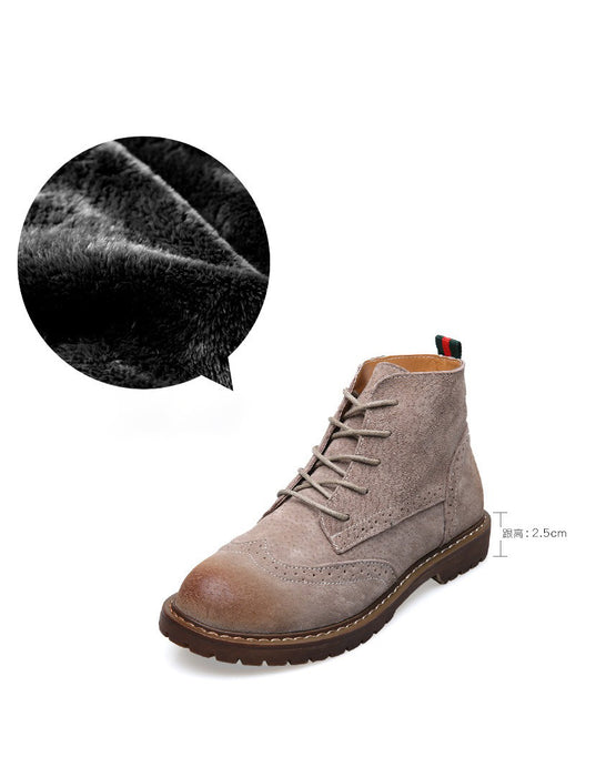 Autumn Brogue Style Casual Suede Ankle Boots 35-43