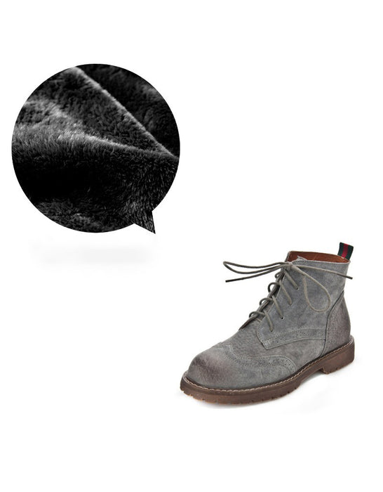 Autumn Brogue Style Casual Suede Ankle Boots 35-43