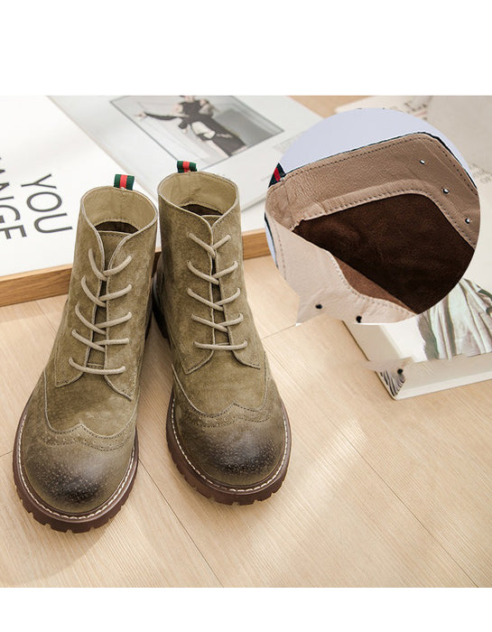 Autumn Brogue Style Casual Suede Ankle Boots 35-43