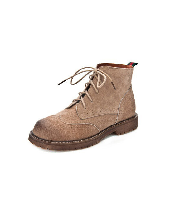 Autumn Brogue Style Casual Suede Ankle Boots 35-43