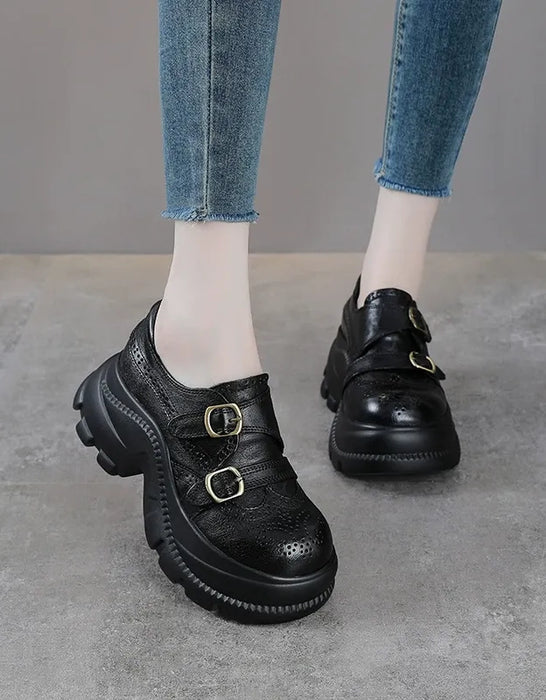 Autumn Brogue Style Double Buckle Strap Platform Chunky Shoes for Women, Obiono Sep Shoes Collection 2026, 89.99