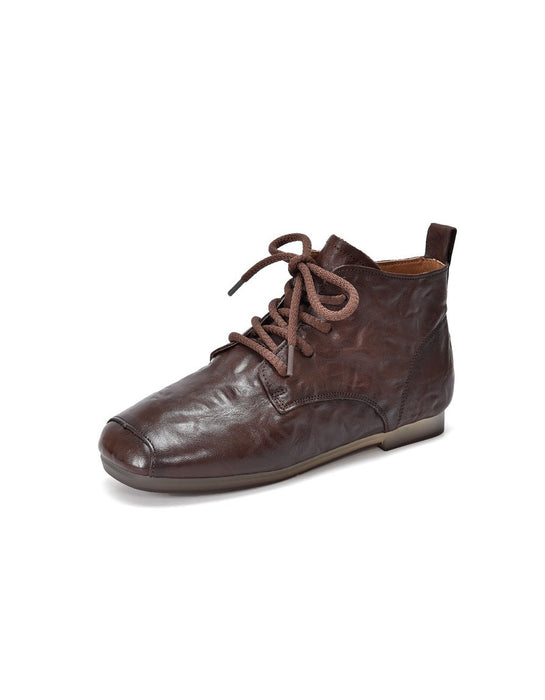 Autumn Comfortable Leather Flat Ankle Boots