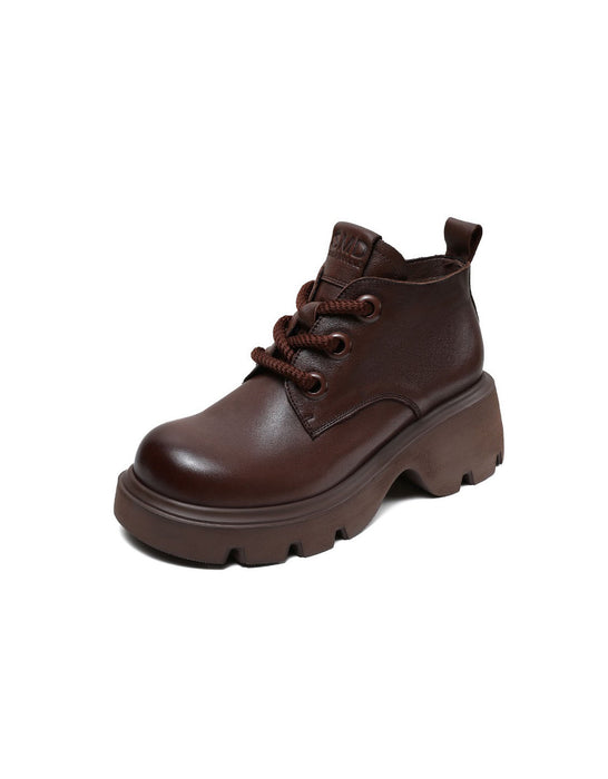 Chaussures compensées rétro en cuir gaufré faites à la main pour le printemps