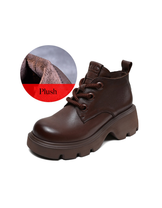 Chaussures compensées rétro en cuir gaufré faites à la main pour le printemps