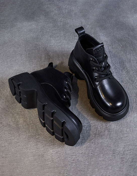 Chaussures compensées rétro en cuir gaufré faites à la main pour le printemps