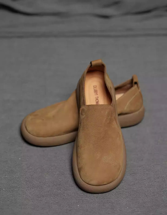 Autumn Genuine Leather  Slip-on Men's Casual Shoes Loafers Brown Feb Shoe Collection 2026 99.00